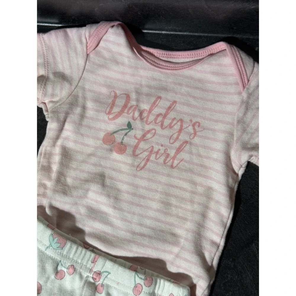 Kyle & Deena Baby Girl 6-9M Daddy's Girl Bodysuit Fruit-Print Footed Pants Cute